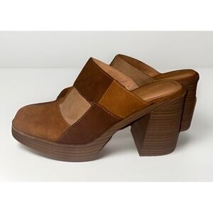 Universal Thread Womens Brown Patchwork Hippie Faux Suede Mule Clogs Heels 8